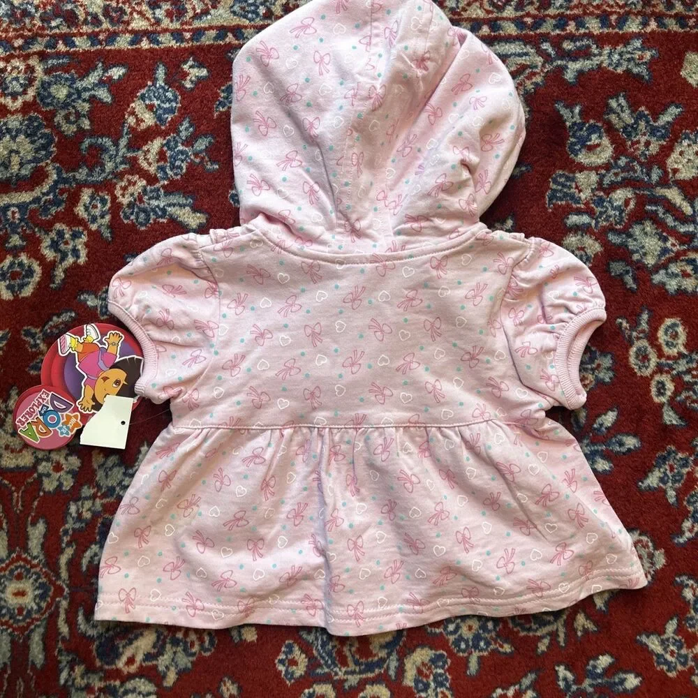 Deadstock NWT Y2K Nick Jr Dora The Explorer 2008 Hoodie Toddler 12 Month Pink